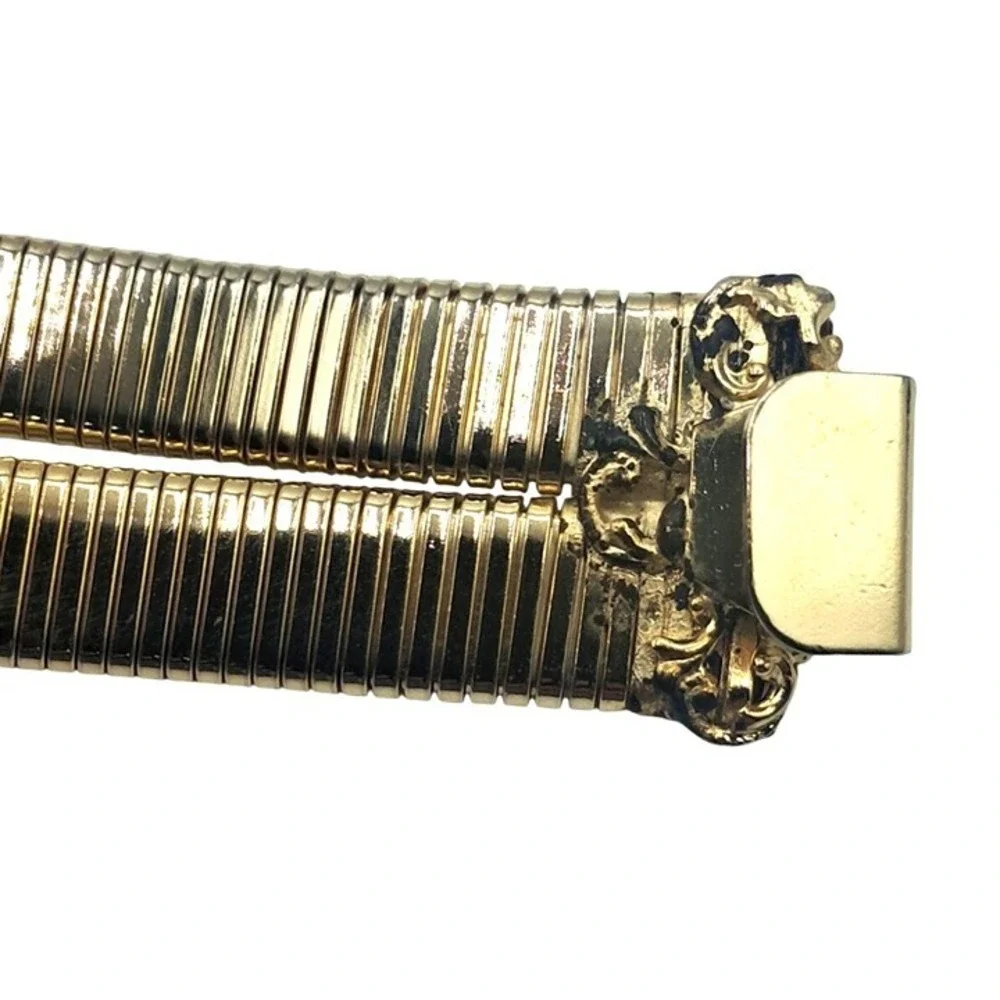 Schreiner Turtle Belt Clear‎ Lucite High Domed Gold Tone Slinky Unsigned Vintage